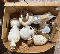 Table Lamps With Various Bases Including MIlk Glass