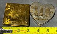 Elgin American Gold-Tone Compact and New York City Heart-Shaped Compact
