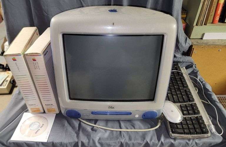 Apple iMac G3 Blueberry Desktop Computer With Keyboard, Mouse, Manuals ...