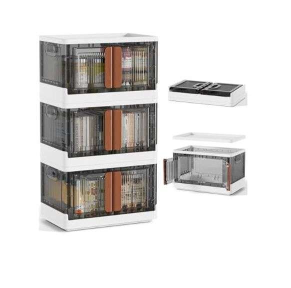 HAIXIN Plastic 8.4 Gal Collapsible Storage Bins, 3 Pack With Lids and ...