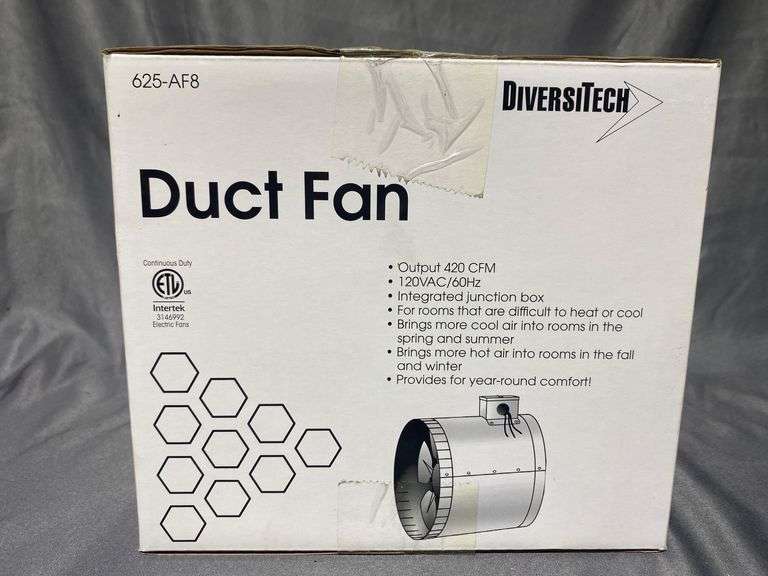 DiversiTech 625-AF8 Duct Fan with 420 CFM Output (factory sealed box ...