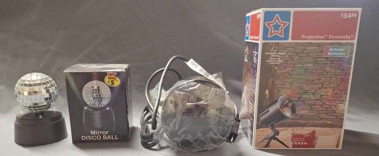 Projector Firework Show Mirror Disco Ball with Rotating LED Lights and Projector Firework Light ...