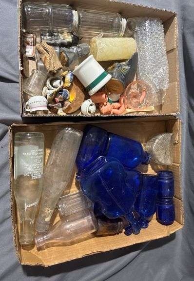 Hoosier Style Spice Jars, Cobalt Blue Glass Bottle, Miniature Figurines ...