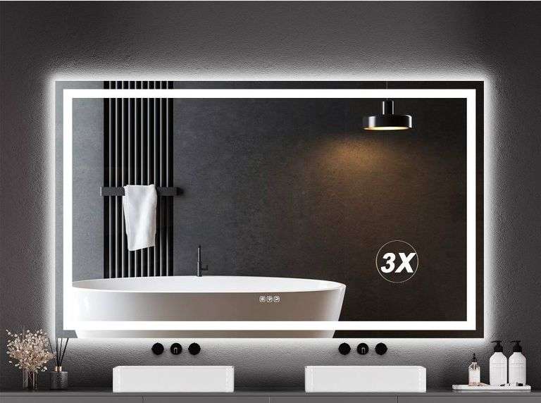 LED Backlit Rectangular Mirror with 3 color dimmable 60×36″ - Metzger ...
