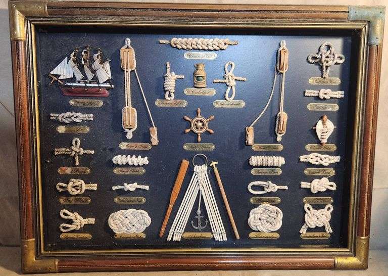 Framed Display of Nautical Knots and Maritime Tools - Metzger Property ...