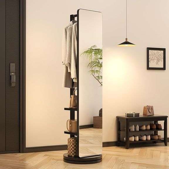 Mirror Side Rack ANYWAYSWOOD - Full Length Mirror with Stand,Mirror Coat Rack,65.7 ×15. ...