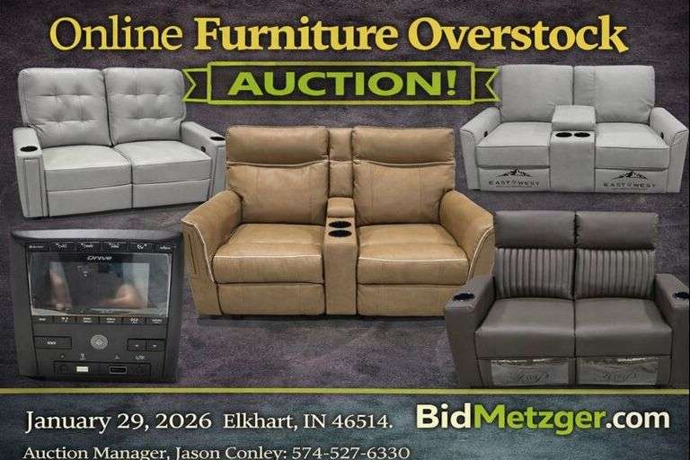 01.29.26 -- Online Furniture Overstock Auction!   Sofas • Recliners • Electronics & More! -- Elkhart, IN