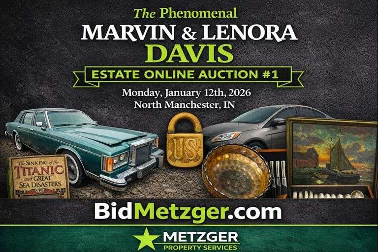 01.12.26 -- Part One of The Phenomenal Marvin & Lenora Davis Estate Online Auction! -- A Massive, High-Quality Collection! -- Vehicles • Local Advertising • Antiques • Oil Paintings • Military & Boy Scout • Glass, Porcelain, Pottery • Toys: Diecast, Trains, Comics • RR Items • Large Stamp Collection • Vintage Clothing & Decor • Electronics, Books, Household & So Much More!! -- N. Manchester, IN