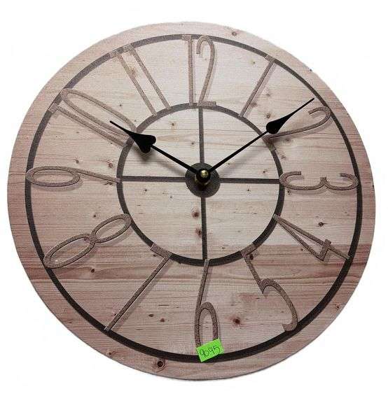 Wood-Style Wall Clock With Cutout Numbers 14