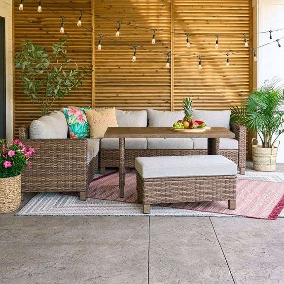 BETTER HOMES & GARDENS BROOKBURY 4-PIECE OUTDOOR WICKER PATIO SECTIONAL ...