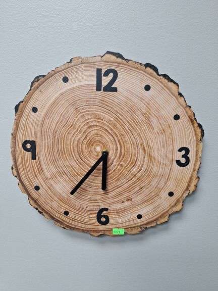 Wood Slice Wall Clock, Tree Ring Design, 13in - Metzger Property ...
