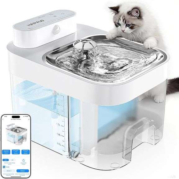 Medium Water Features FILTERLESS CAT WATER FOUNTAIN, APP MONITORING PET FOUNTAIN, WHITE - SEE ...