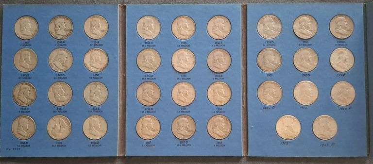 Benjamin Franklin Half Dollar Collection Book Starting at 1948 (35 ...