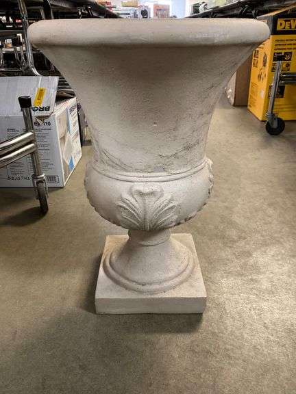 Allen & Roth Resin Urn-Style Planter with Fluted Rim and Leaf Motif-20. ...