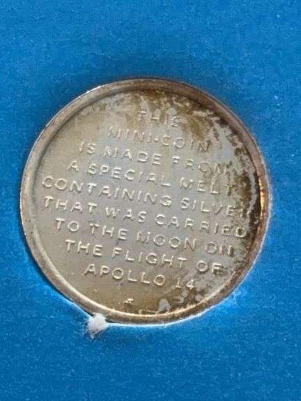 1971 Franklin Mint Apollo 14 Mini Coin - Made From Material Sent to the ...