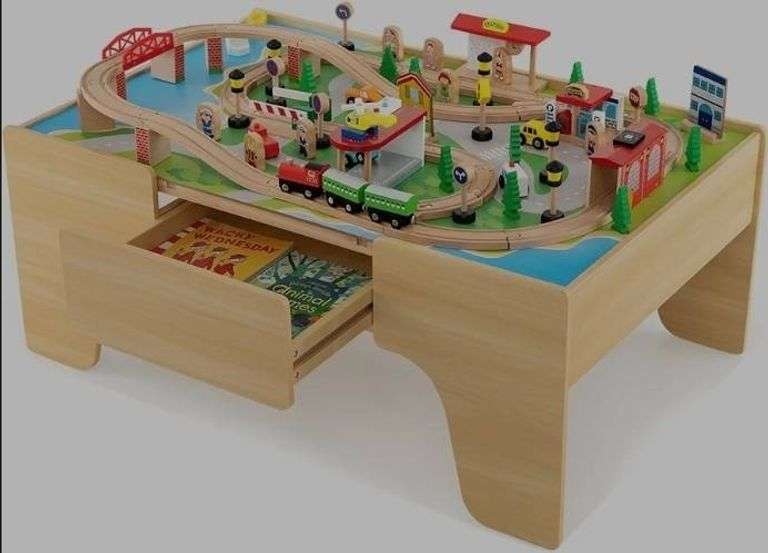 Multi Level Train Table Multi-Level Train Table with Integrated Storage Drawer - Metzger ...