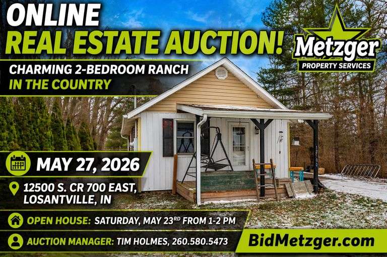 05.27.26 -- Move-In Ready Ranch Home! -- Charming & Updated 2-Bedroom Ranch Home with Fenced Back Yard!-- Losantville, IN