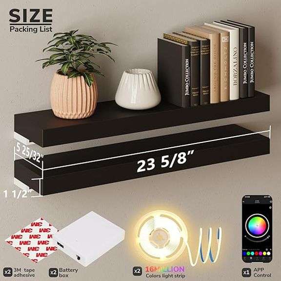 - Floating Shelves with LED for Wall, Sturdy Shelves with RGB Light ...