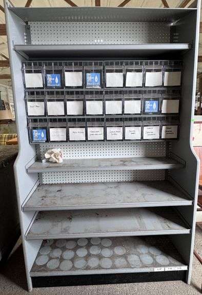Storage Unit Backing Metal Shelving Unit with Pegboard Backing and Plastic Storage Bins, 80 ...