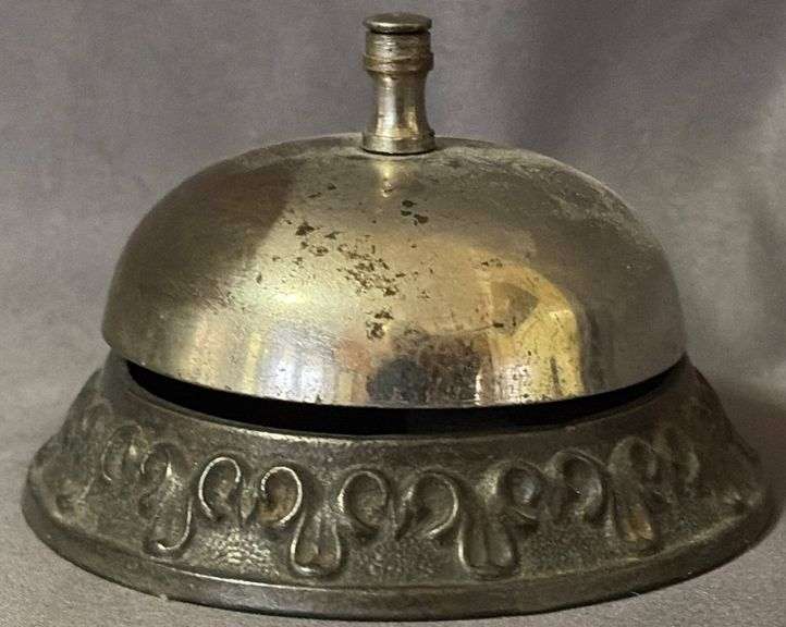 Metal Counter Bell with Relief Patterned Base, 3.25″ - Metzger Property ...