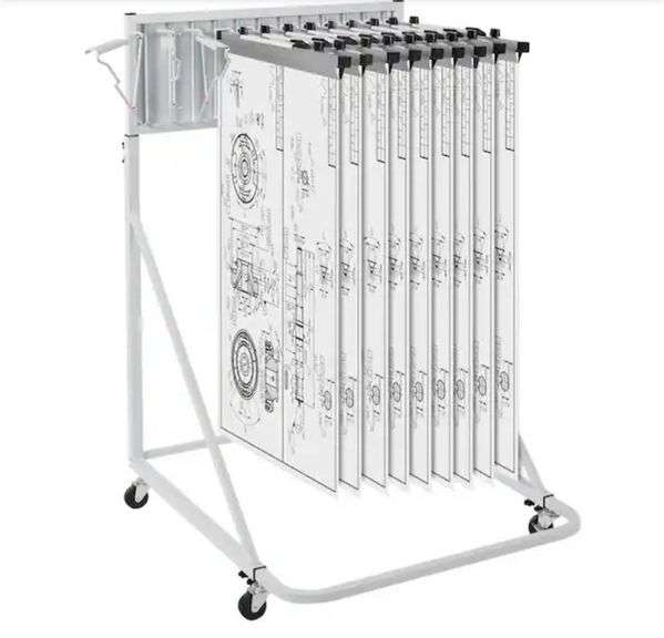 Mobile Blueprint Storage Rack with Adjustable Plan Holder and 12 Pivot ...