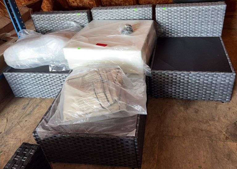 Outdoor Patio Furniture with Ottoman, Resin Wicker Construction, Missing 2 Cushions, 77”x30”x24”