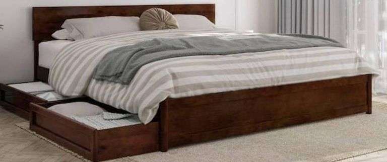 Walnut Finish Wesley Queen Bed Headboard & Footboard