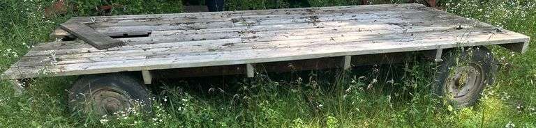 IH No. 52 Tractor Trailer Platform Wagon with Wood Plank Deck and Metal Frame 14'
