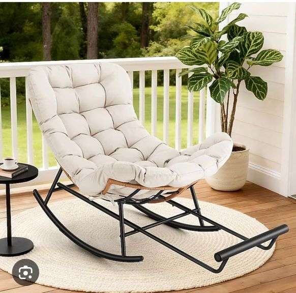 Garvee Rocking Chair with Metal Frame 39 in x