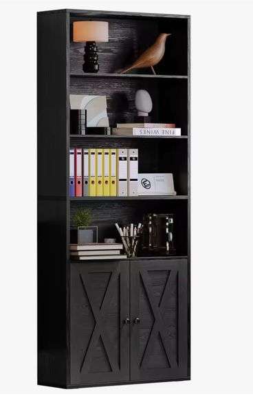 Ironck Book Shelf, Black Finish, 71 Inch