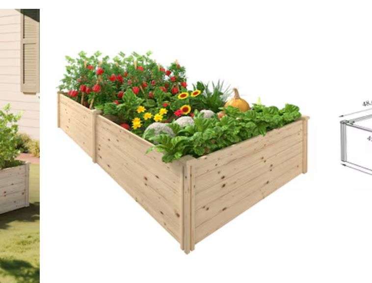 Veikous Wood Garden Bed 8ft x 4ft x 1.5ft