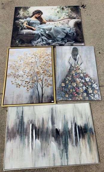 4 Framed Canvas Artworks by Oliver Gal and Others, 39”x30” to 30”x20”