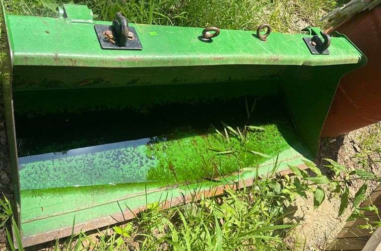 Green Metal Tractor Loader Bucket With Mounting Points 54”W