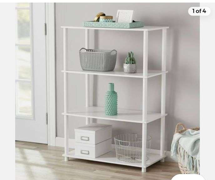 Mainstays 4-Shelf White Storage Shelf, 43x29x1