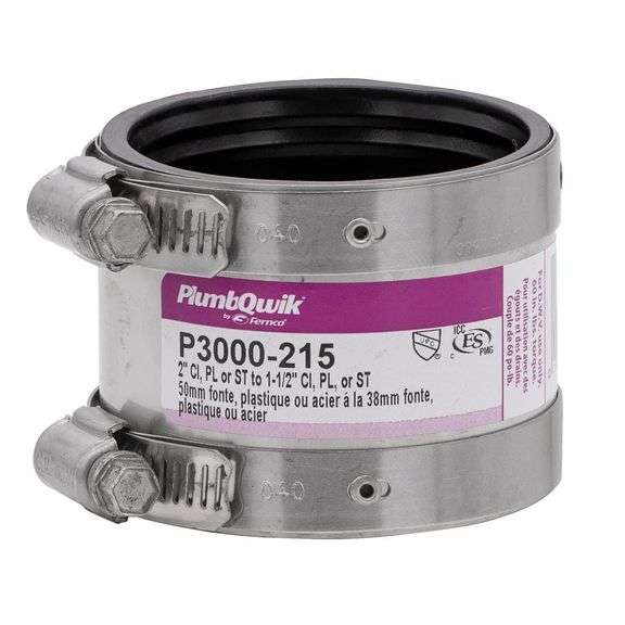 FERNCO - PROFLEX 2 IN. X 1-1/2 IN. NEOPRENE SHIELDED COUPLING X12