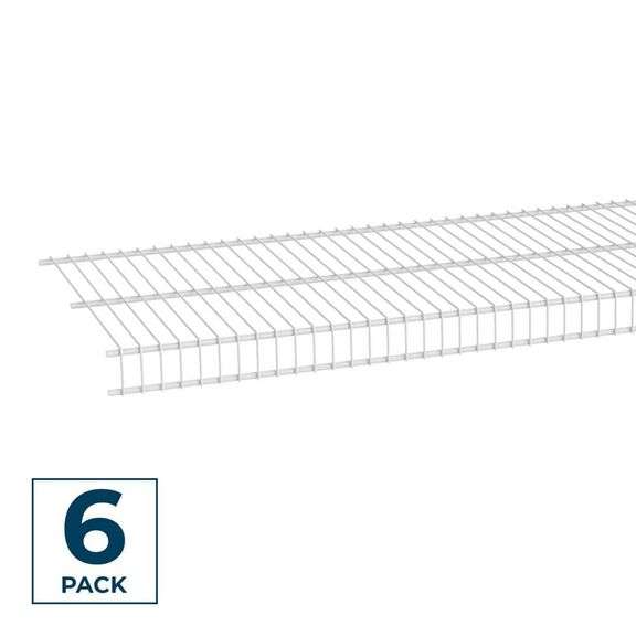 CLOSETMADE - CLOSE MESH 144 IN. L X 12 IN. D WHITE VENTILATED WIRE CLOSET SHELF (6-PACK)