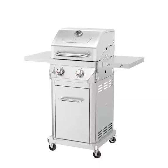 NexGrill 2 Burner Stainless Steel Propane Gas Grill with Folding Side Shelves