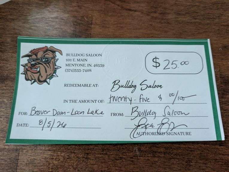 $25 Bulldog Saloon Gift Card