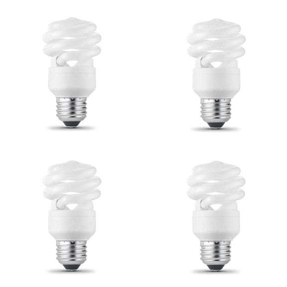 COMPACT FLUORESCENT LIGHTING - 60-WATT EQUIVALENT A19 SPIRAL NON-DIMMABLE E26 BASE COMPACT FLUORESCENT CFL LIGHT BULB, SOFT WHITE 2700K (4-PACK)