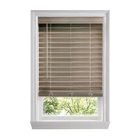 HOME DECORATORS COLLECTION - DRIFTWOOD GRAY CORDLESS PREMIUM FAUX WOOD BLINDS WITH 2.5 IN SLATS - 48 IN W X 72 IN L (ACTUAL SIZE 47.5 IN W X 72 IN L)