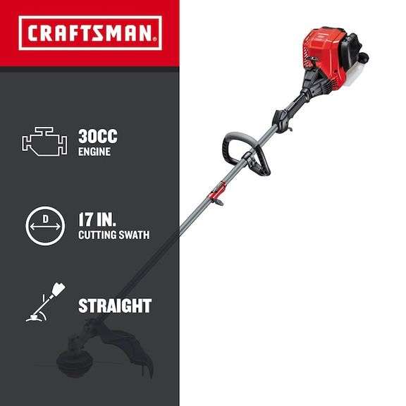 CRAFTSMAN - CRAFTSMAN WS4200 30-CC 4-CYCLE 17-IN STRAIGHT SHAFT ATTACHMENT CAPABLE GAS STRING TRIMMER - SEE PRODUCT DETAILS