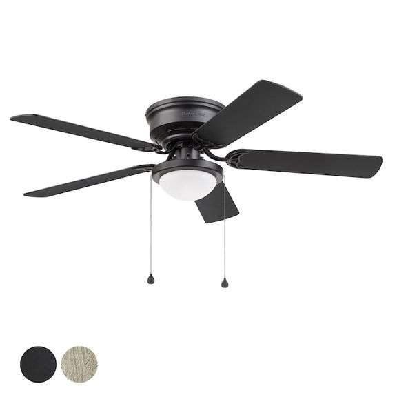 HARBOR BREEZE - ARMITAGE 52-IN FLUSH MOUNT MATTE BLACK WITH BLACK/COCOA BLADES CEILING FAN WITH LIGHT ( 5 -BLADE )