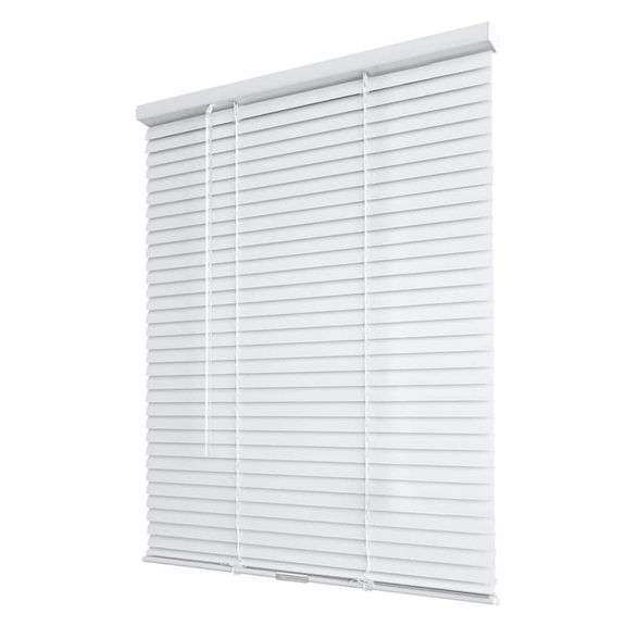 WHITE CORDLESS ROOM DARKENING VINYL MINI BLINDS WITH 1 IN. SLATS-38.5 IN. W X 48 IN. L (ACTUAL SIZE 38 IN. W X 48 IN. L)