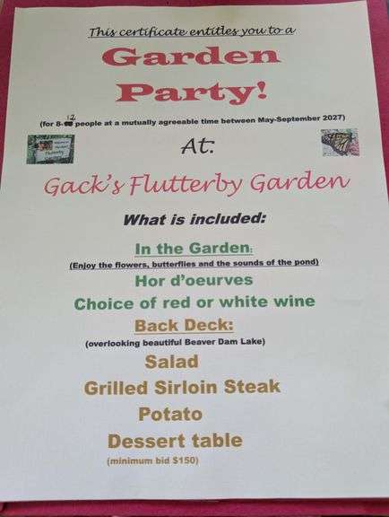 Garden Party at Gack's Flutterby Garden - For 8-12 People