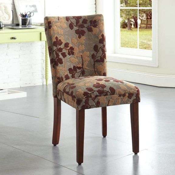 HOMEPOP - PARSONS TEXTURED SAGE FLORAL CHENILLE UPHOLSTERED DINING CHAIR - SEE PRODUCT DETAILS