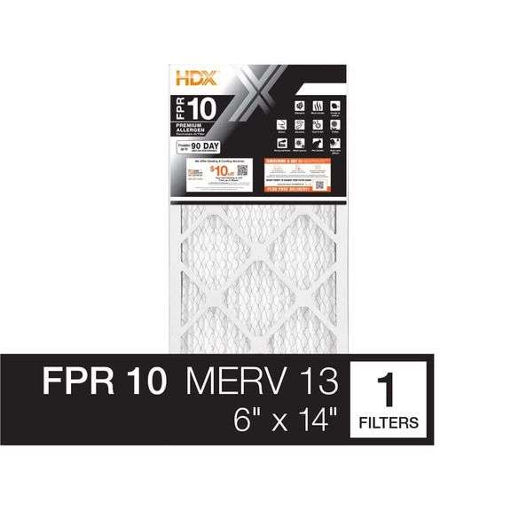 HDX - 6 IN. X 14 IN. X 1 IN. PREMIUM PLEATED AIR FILTER FPR-10, MERV-13