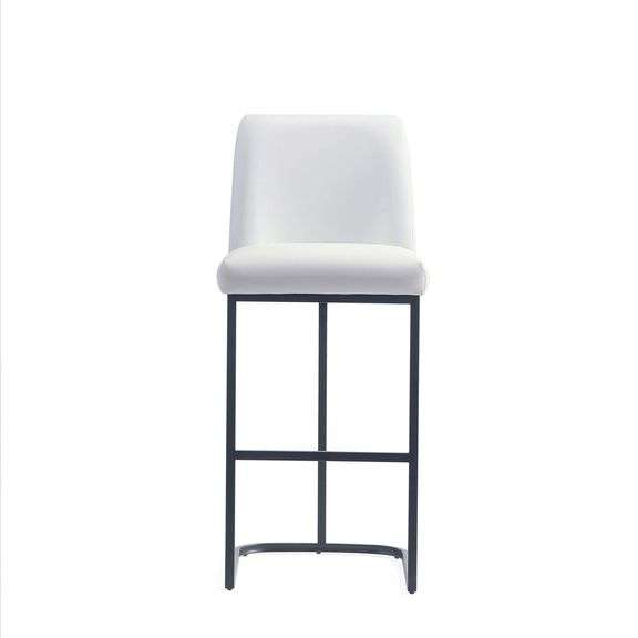 SERENA - SERENA VEGAN LEATHER UPHOLSTERED METAL BAR STOOL IN WHITE