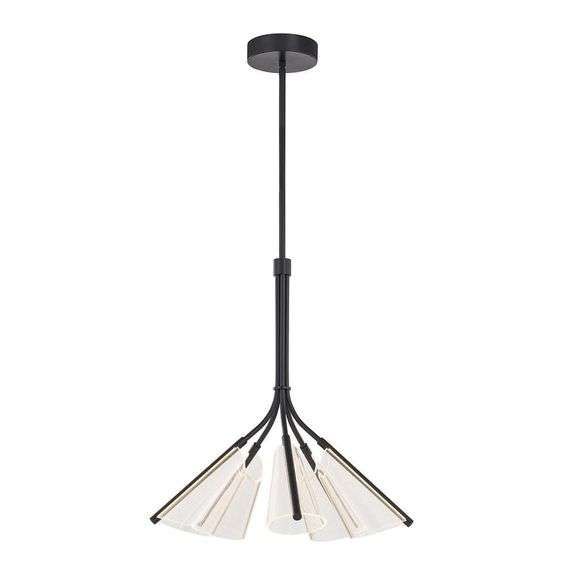 KUZCO - MULBERRY 28 IN. 5-LIGHT 67-WATT BLACK/LIGHT GUIDE INTEGRATED LED CHANDELIER