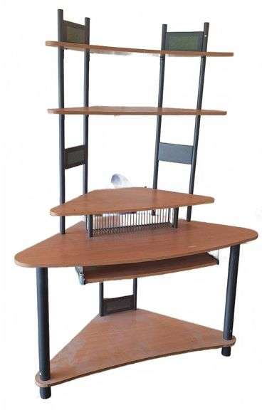 Pressed Wood and Metal Computer Desk with Shelves 50x70x25"