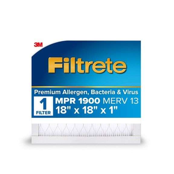 FILTRETE - FILTRETE 18 X 18 X 1 MERV 13 1900 MPR PREMIUM ALLERGEN, BACTERIA AND VIRUS ELECTROSTATIC PLEATED AIR FILTER